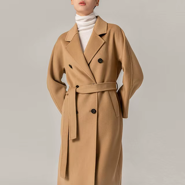 Camel Cashmere Wool Overcoat Long Double Breasted Cashmere Wool Coat
