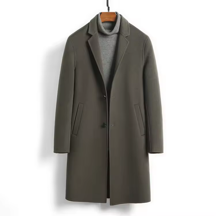 Wool Reversible Coat New Suit Cashmere Coat Medium Long Wool Coat — detail 1