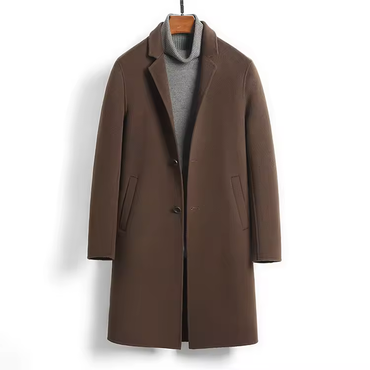 Wool Reversible Coat New Suit Cashmere Coat Medium Long Wool Coat — detail 3