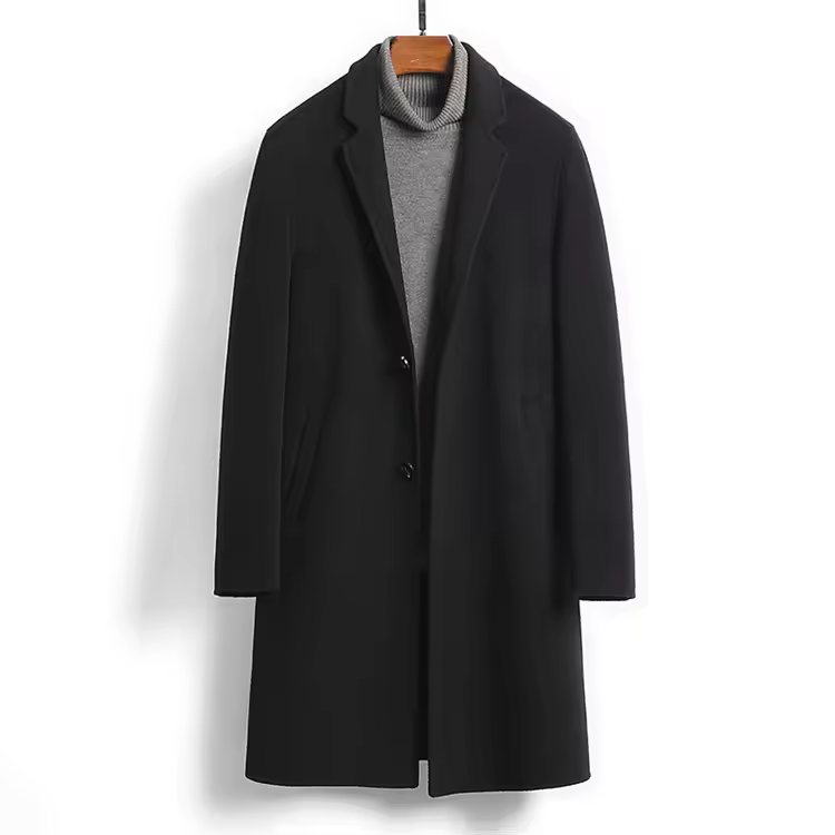 Wool Reversible Coat New Suit Cashmere Coat Medium Long Wool Coat — detail 4