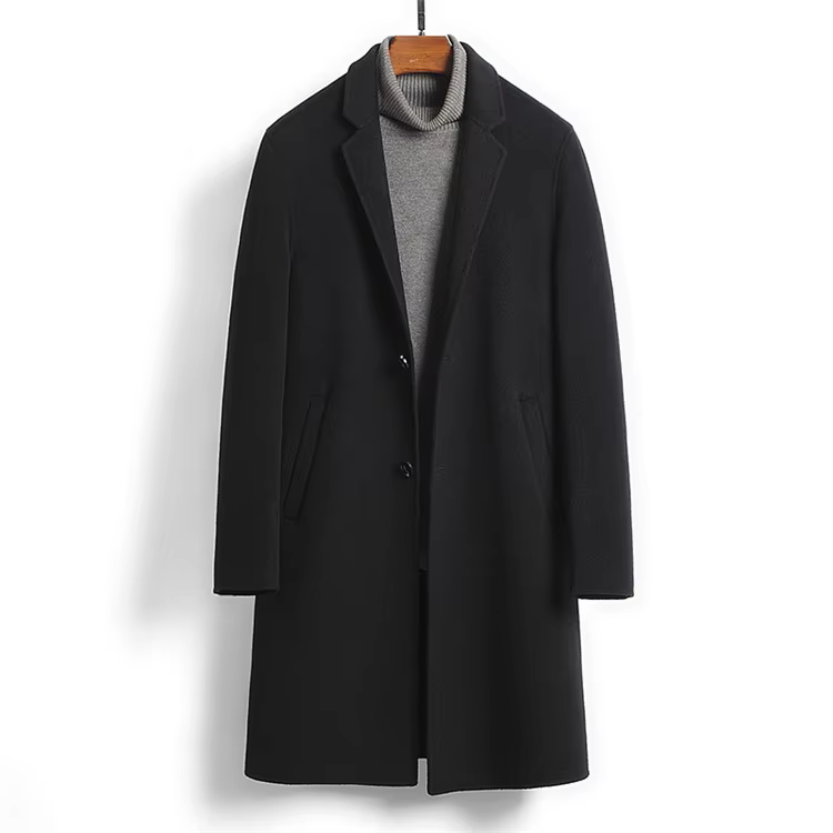 Wool Reversible Coat New Suit Cashmere Coat Medium Long Wool Coat — detail 9