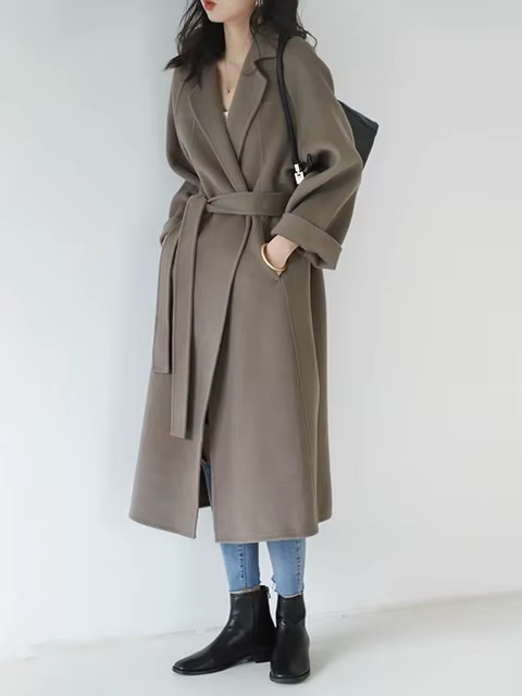 Luxury Lady Elegant Long Overcoat Winter Soft Warm Loose Cashmere
