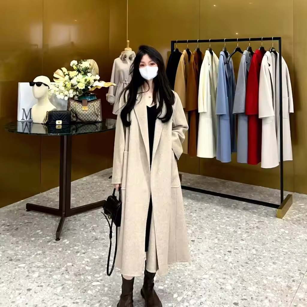 Top Quality Max Coat ,luxury Water Ripple Double-sided 100% Cashmere — detail 5