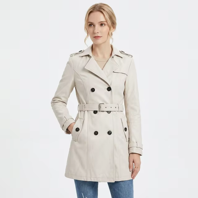 Leather Trench Coat | Casual Winter Real Leather Trench Jackets | For